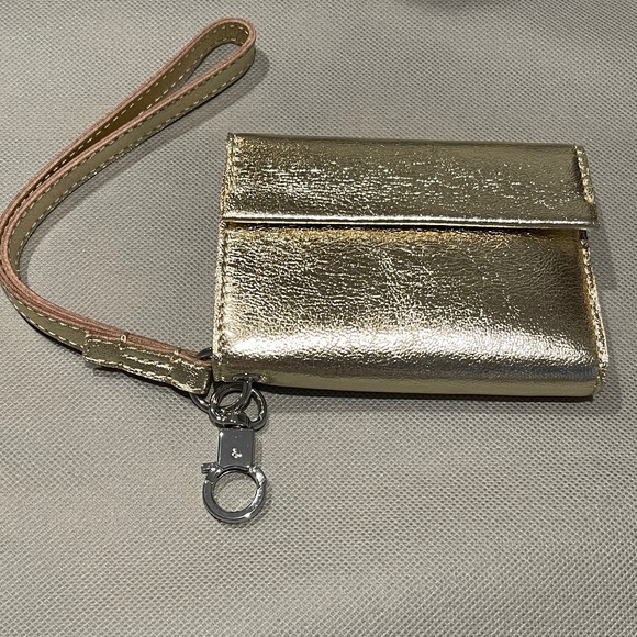 Madewell Card Case Wristlet in Metallic Leather, Light Gold Metallic - NWT - Picture 3 of 6
